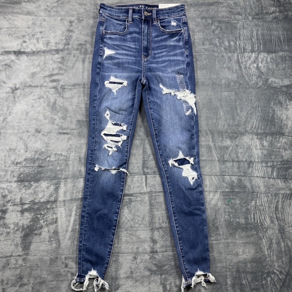 American Eagle Highest Rise Jegging Jeans Womens Sz 2 (26W) Dark Blue NEW